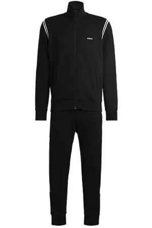 HUGO BOSS Stretch-cotton regular-fit tracksuit set with stripe inserts - Ramadan Edit