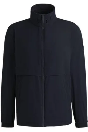 HUGO BOSS Softshell jacket in washable stretch fabric with packable hood