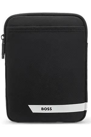 HUGO BOSS Patterned-fabric neck pouch with stripe and logo
