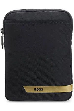 HUGO BOSS Patterned-fabric neck pouch with stripe and logo
