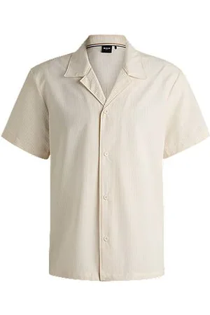 HUGO BOSS Regular-fit beach shirt in seersucker fabric