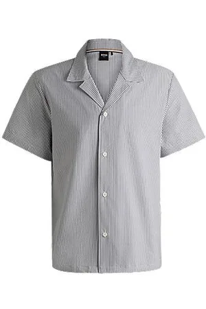 HUGO BOSS Regular-fit beach shirt in seersucker fabric