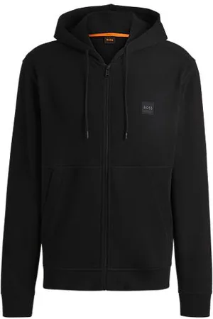 HUGO BOSS Cotton-terry zip-up hoodie with tonal logo patch - Ramadan Edit