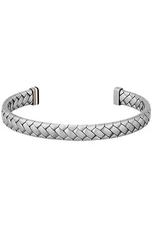HUGO BOSS Silver-tone cuff with herringbone pattern - Ramadan Edit