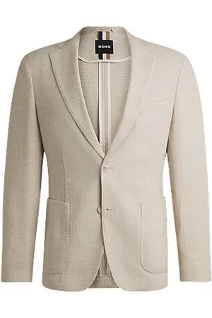 HUGO BOSS Slim-fit blazer in micro-patterned stretch tweed - Ramadan Edit