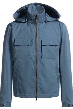 HUGO BOSS Hooded jacket in cotton-silk twill