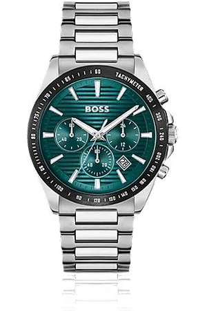 HUGO BOSS Link-bracelet chronograph watch with green grooved dial