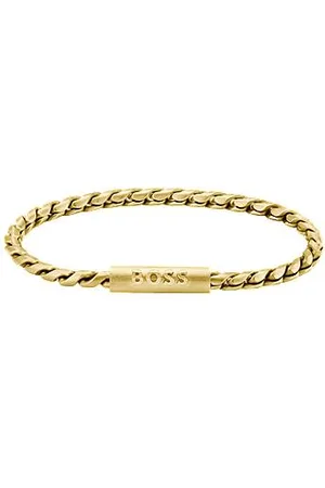 HUGO BOSS Gold-tone cuff with braided chain
