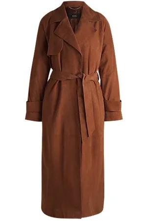 HUGO BOSS Nubuck-leather coat with painted edges - Ramadan Edit