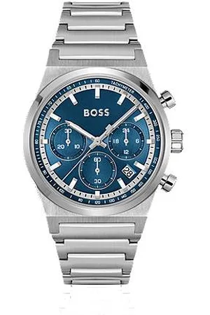 HUGO BOSS Silver-tone chronograph watch with blue dial