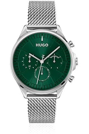 HUGO BOSS Silver-tone watch with green dial
