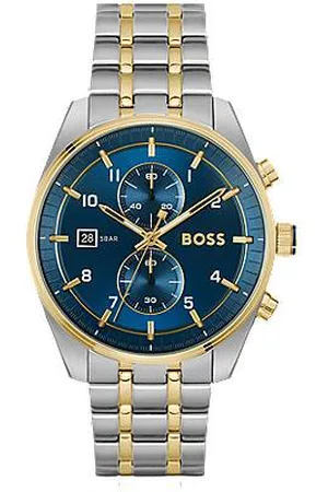 HUGO BOSS Two-tone chronograph watch with blue dial