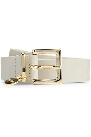 HUGO BOSS Italian-leather belt with gold-tone logo charm