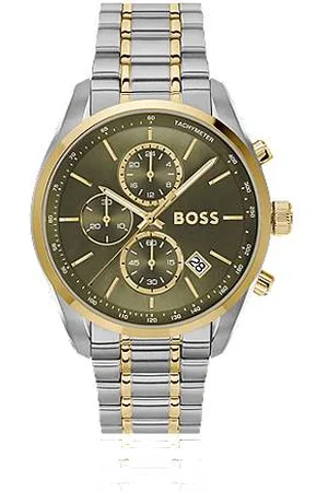 HUGO BOSS Two-tone chronograph watch with olive dial - Ramadan Edit