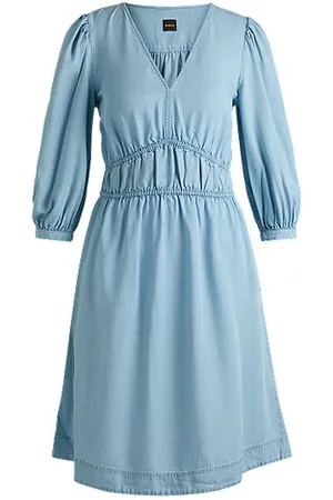 HUGO BOSS Puff-sleeve dress with elasticated waist