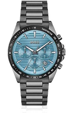 HUGO BOSS Plated chronograph watch with blue ridged dial