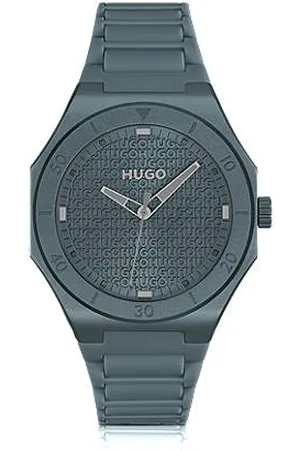 HUGO BOSS Blue-aluminium watch with logo-textured dial