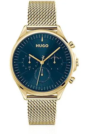 HUGO BOSS Gold-tone watch with blue dial