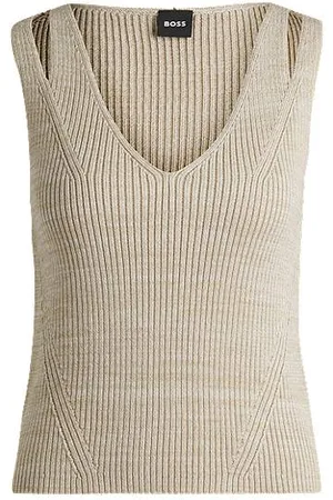 HUGO BOSS Sleeveless knitted top with V neckline