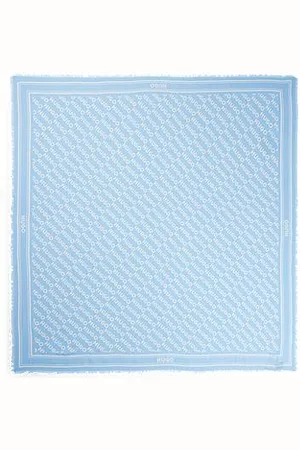 HUGO BOSS Square scarf with logo print and fringed edging