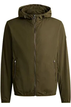 HUGO BOSS Water-repellent jacket in crinkle fabric with adjustable hood