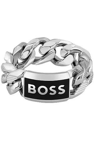 HUGO BOSS Chain ring with logo plate