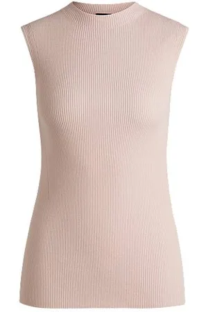 HUGO BOSS Sleeveless mock-neck top in ribbed fabric - Ramadan Edit