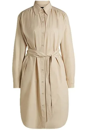 HUGO BOSS Belted shirt dress in cotton poplin
