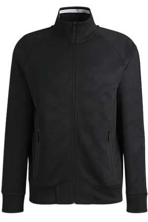 HUGO BOSS Circle-jacquard zip-up sweatshirt with side stripes - Ramadan Edit