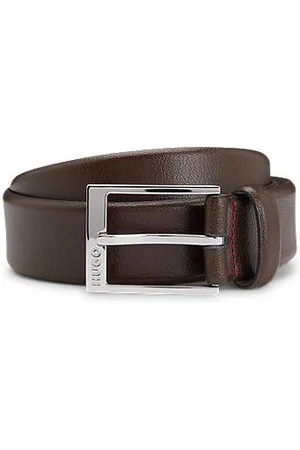 HUGO BOSS Grained-leather belt with logo-engraved buckle