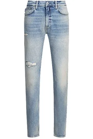 HUGO BOSS Slim-fit jeans in mid-blue tinted stretch denim
