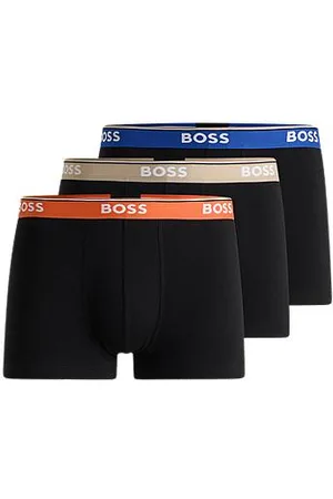 HUGO BOSS Three-pack of stretch-cotton trunks with logo waistbands