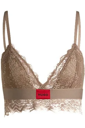HUGO BOSS Lace-trim bra with red logo label