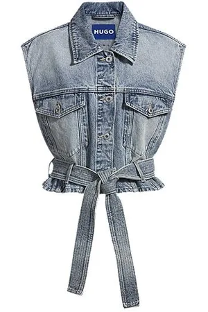 HUGO BOSS Sleeveless denim jacket with stitched belt