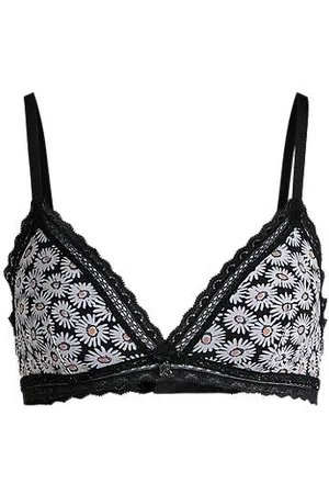 HUGO BOSS Daisy-print bra with lace trims