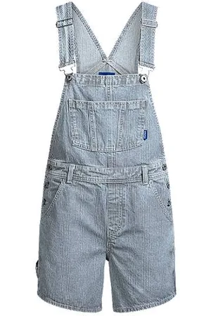 HUGO BOSS Short dungarees in striped blue denim