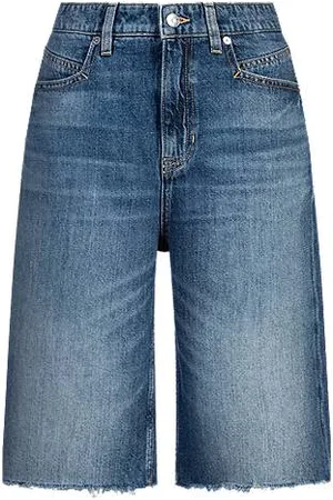 HUGO BOSS Knee-length denim shorts with raw hem