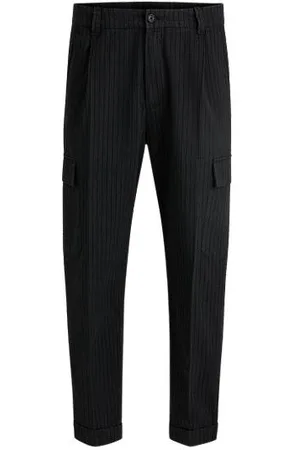 HUGO BOSS Tapered-fit trousers in striped brushed cotton - Ramadan Edit