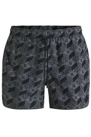 HUGO BOSS Seasonal-print swim shorts with round hem