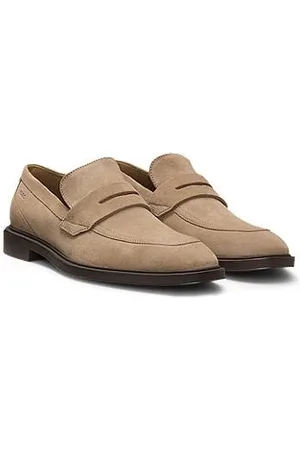 HUGO BOSS Suede loafers with penny trim