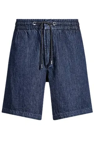 HUGO BOSS Relaxed-fit shorts in dark-blue denim - Ramadan Edit