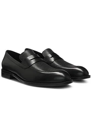 HUGO BOSS Penny loafers in printed and smooth leather