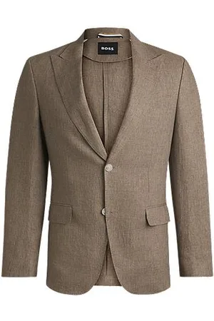 HUGO BOSS Slim-fit blazer in linen canvas - Ramadan Edit