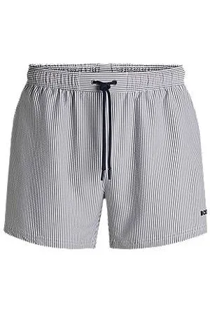 HUGO BOSS Swim shorts in striped seersucker fabric