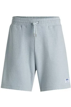 HUGO BOSS Loose-fit shorts in a waffle-structured cotton blend