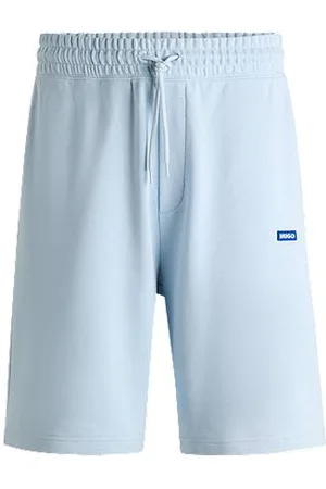HUGO BOSS Drawstring shorts in cotton terry with blue logo label