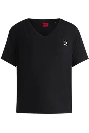 HUGO BOSS V-neck pyjama T-shirt with stacked logo