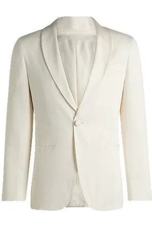 HUGO BOSS Slim-fit tuxedo jacket in silk and linen