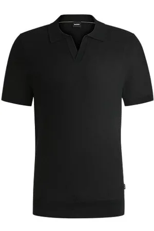 HUGO BOSS Cotton-blend knit sweater with Johnny collar