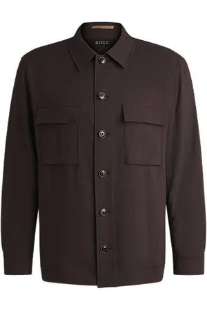HUGO BOSS Relaxed-fit overshirt in a linen blend with wool